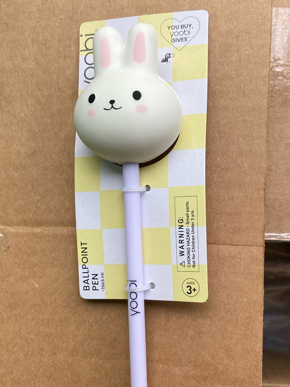 Yoobi White & Pink Bunny Top Ballpoint Pen